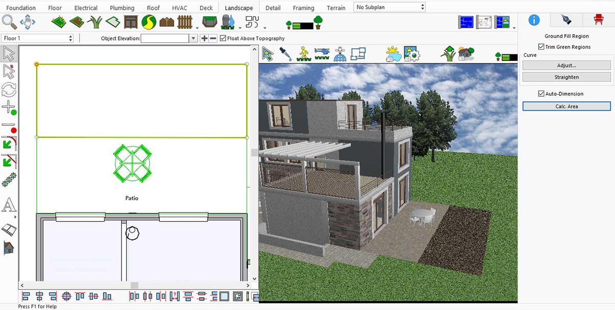 Ground Fill Region tool inside workspace