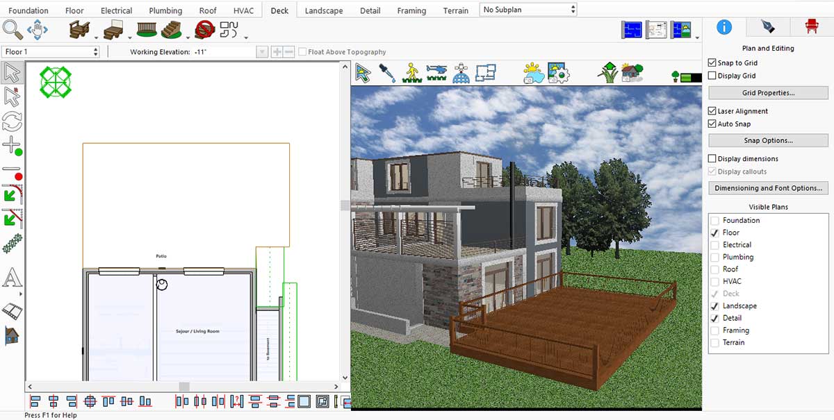 Deck tool placed in outdoor space