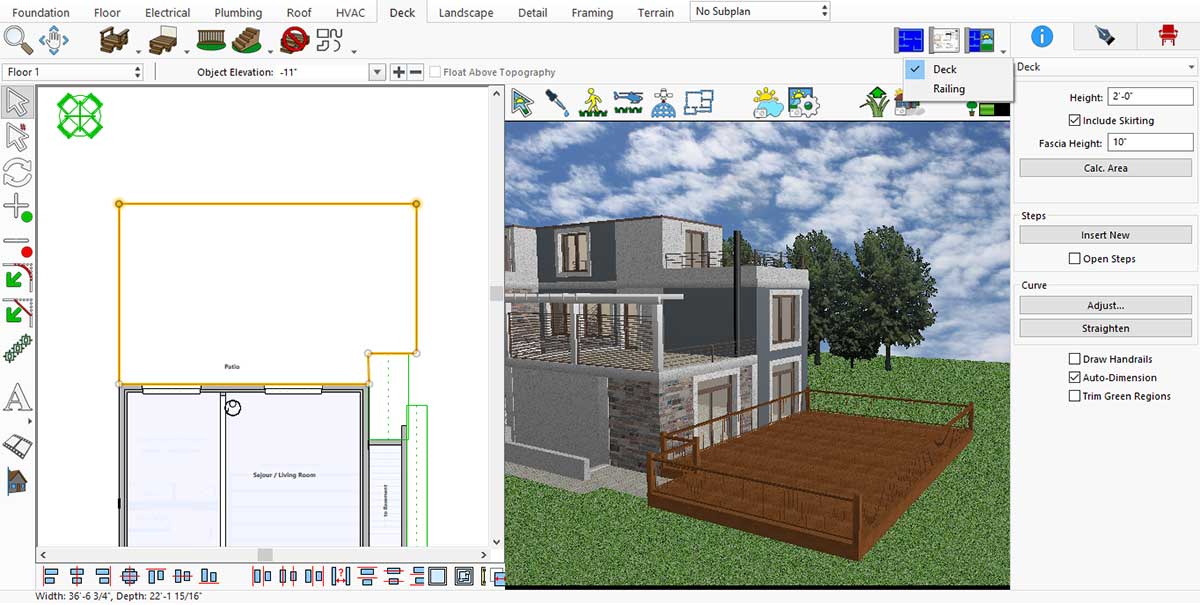 Customizing deck railing and layout