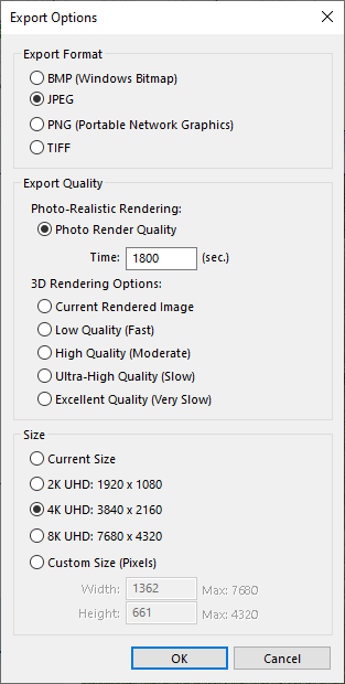 Export Projects in UHD step 4 - Export Window Options