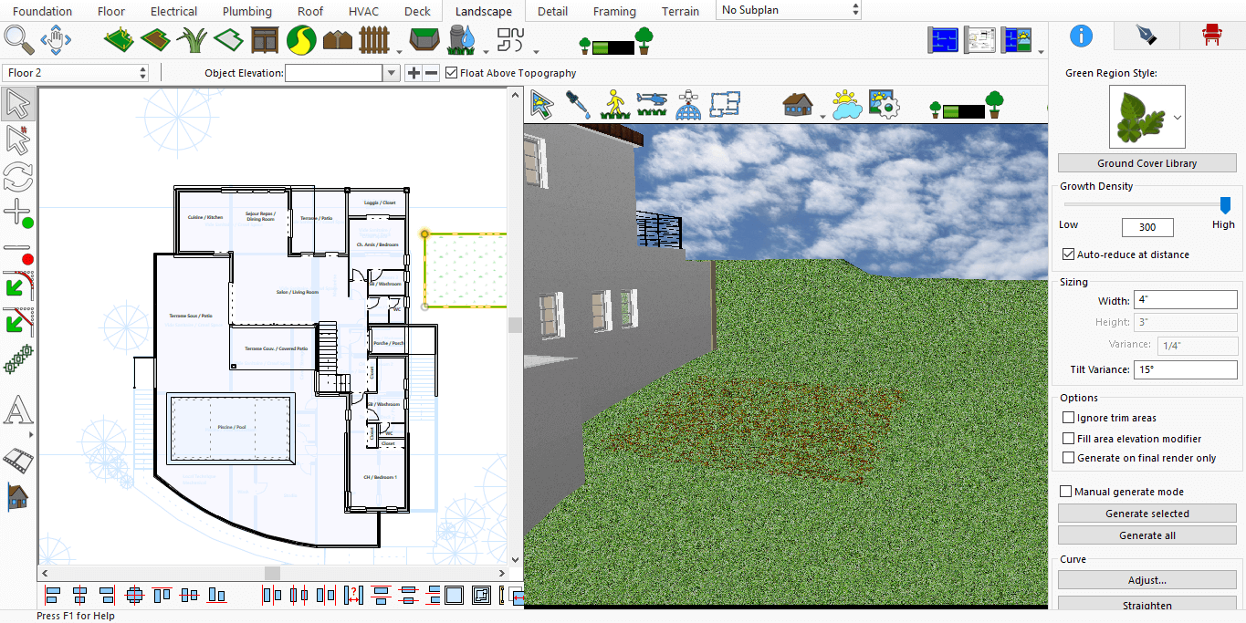 Ground Cover Application in 3D View