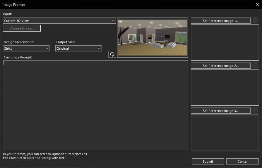 Using the current 3D View for AI transformation