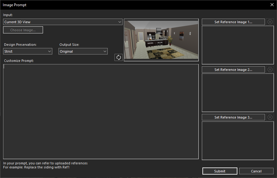 Using the current 3D View for AI transformation
