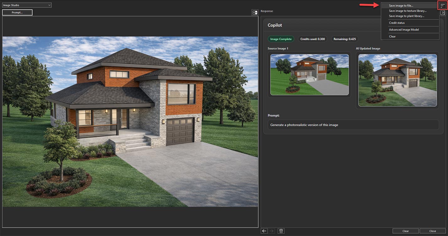 Save the rendered image using the Save Image File option