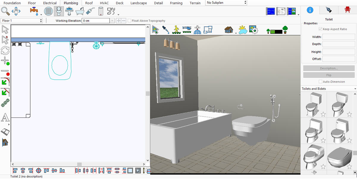 Different bidet toilet designs displayed in the library