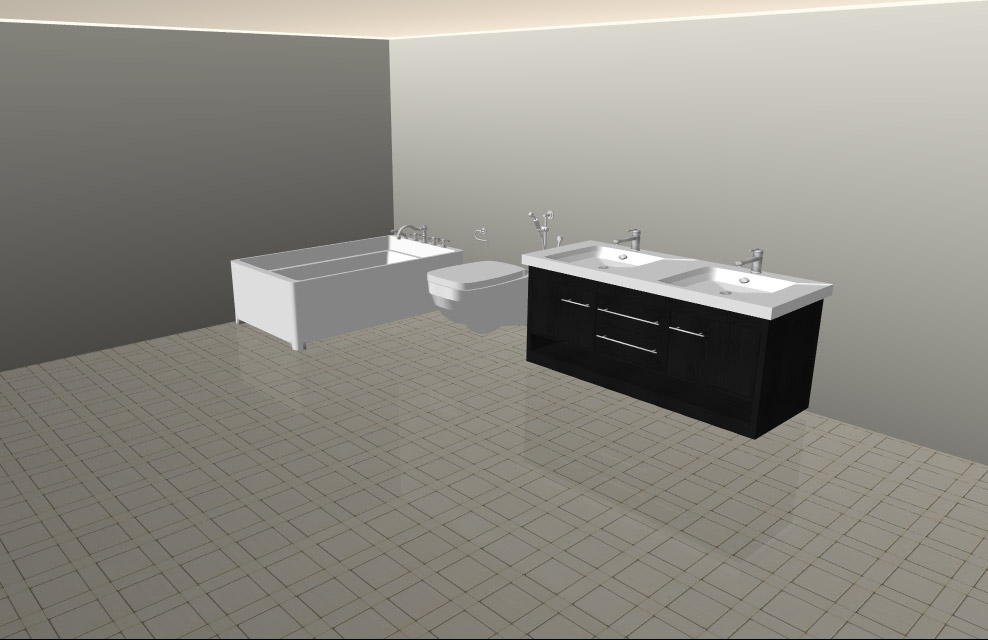 Bathroom layout before adding accessories and fixtures