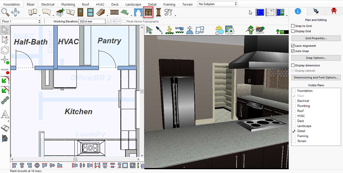 Selecting cabinet oven option from cabinet settings