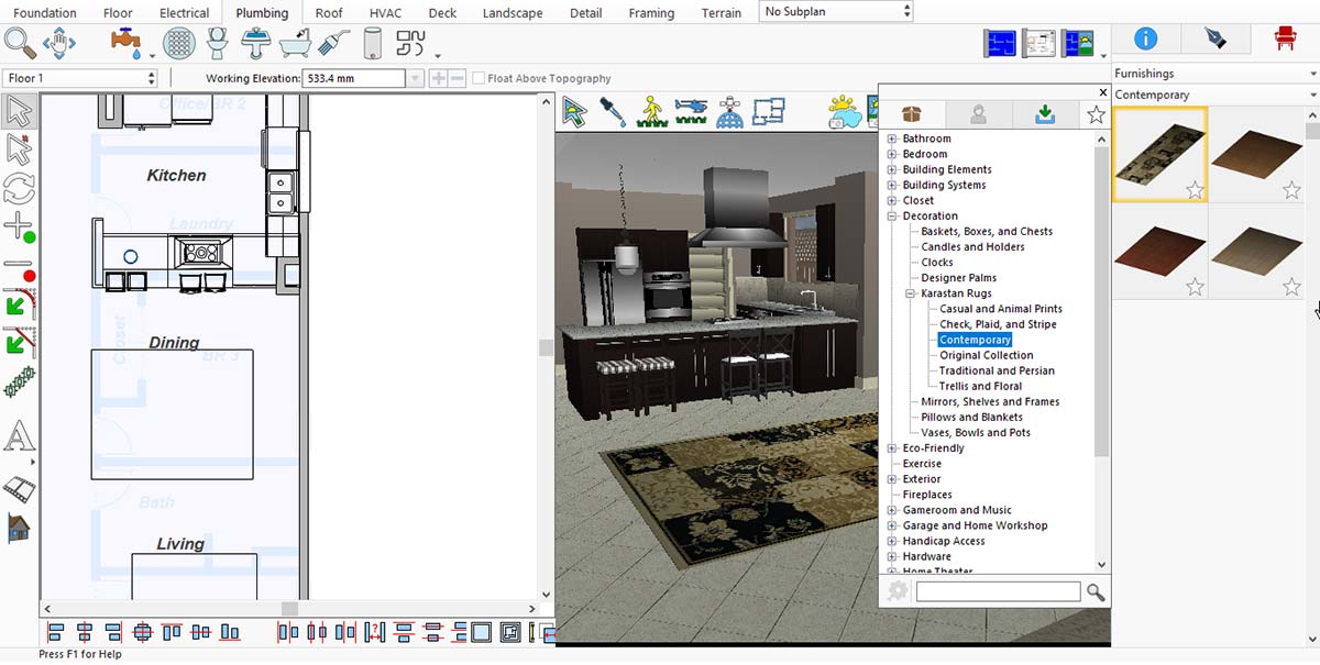 Carpet and rug designs for kitchen decoration