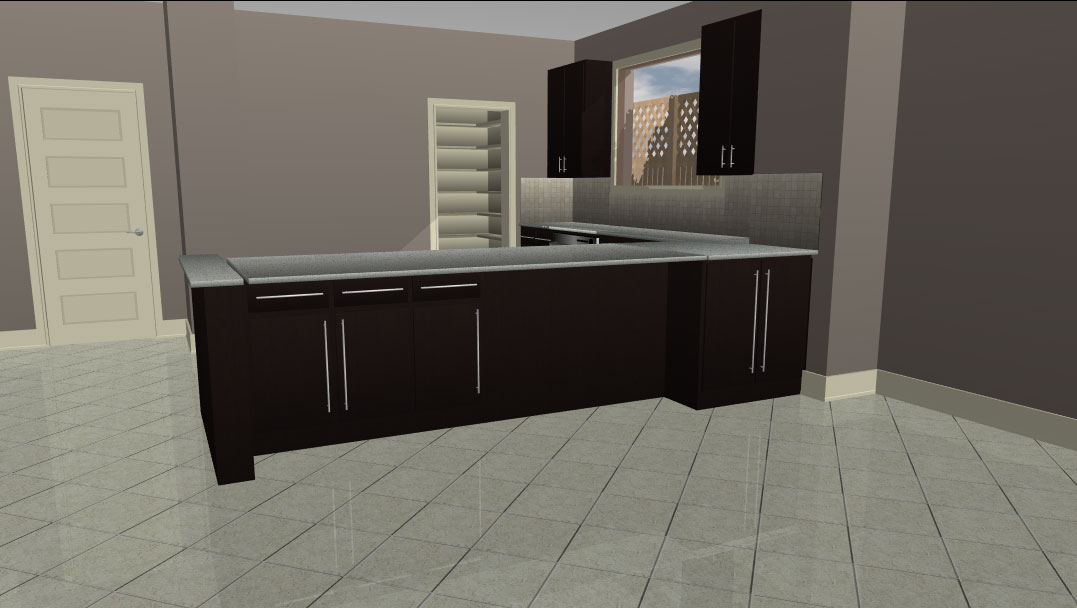 Kitchen layout before adding appliances and accessories