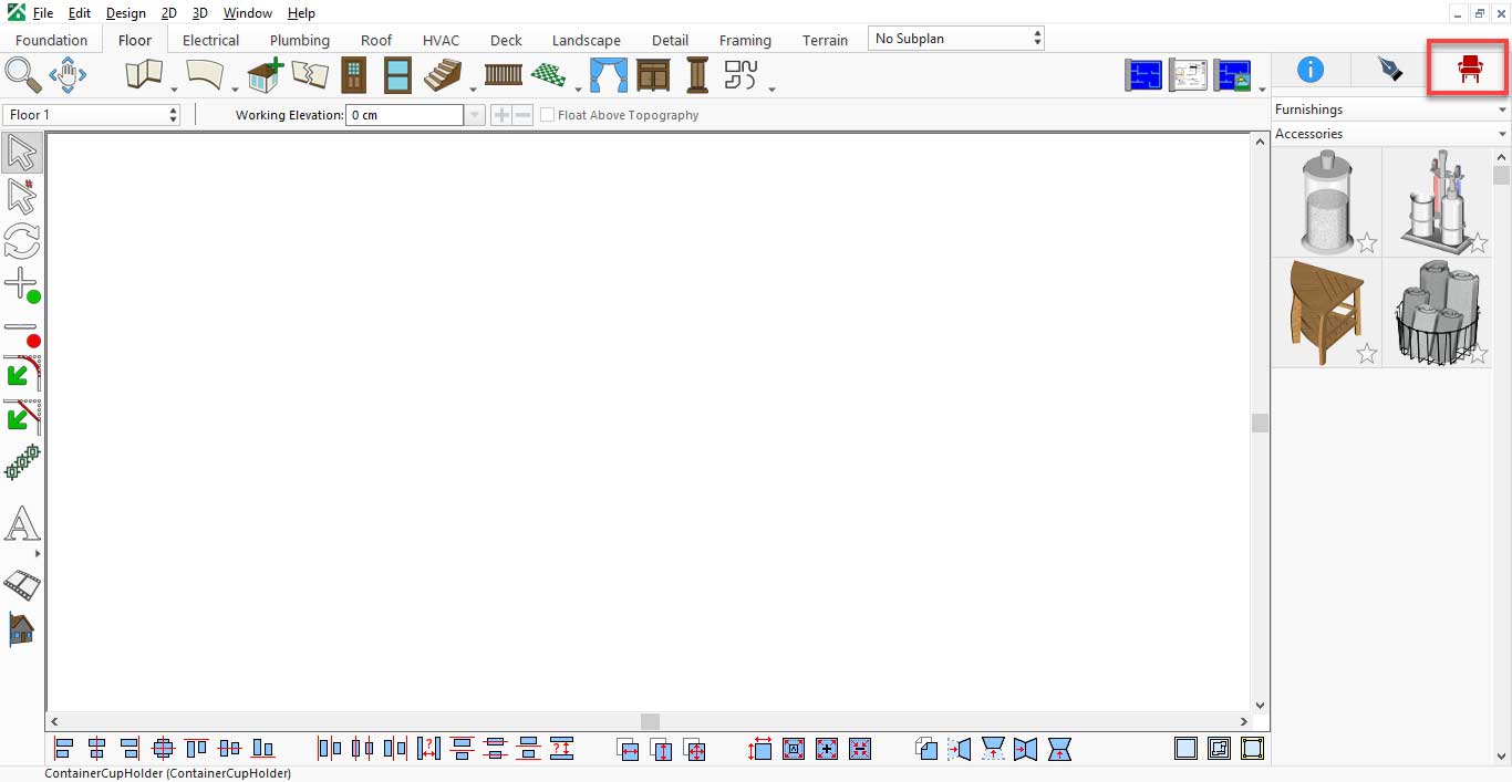 Application interface showing library access icon