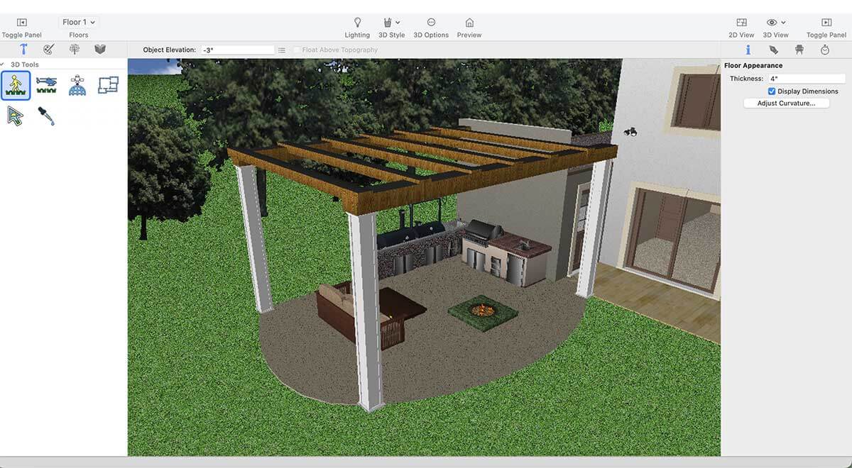 Ground Fill Region tool inside workspace