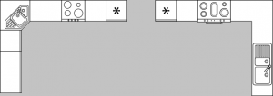 L-shaped kitchen 2D plan