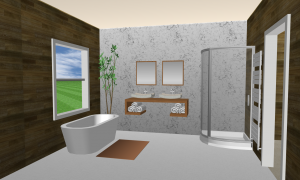 9 m2 3D bathroom layout