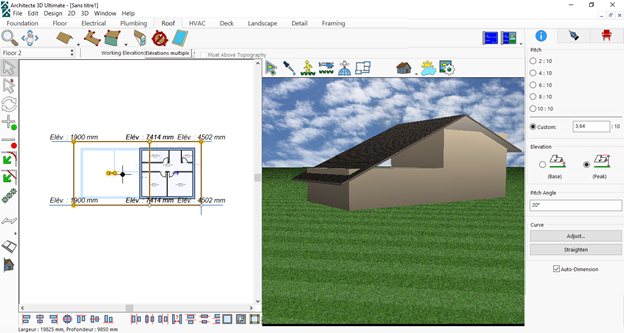 Lowering the roof with the Object Elevation setting