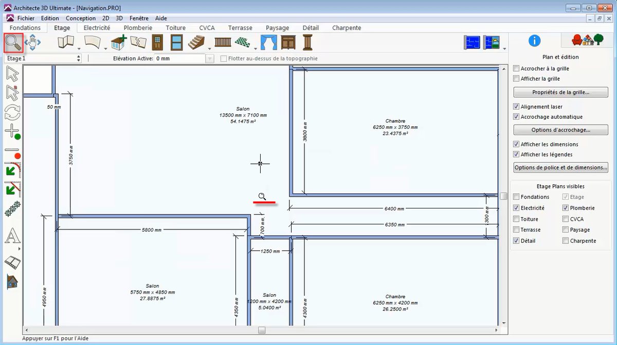Zooming in on the 2D plan