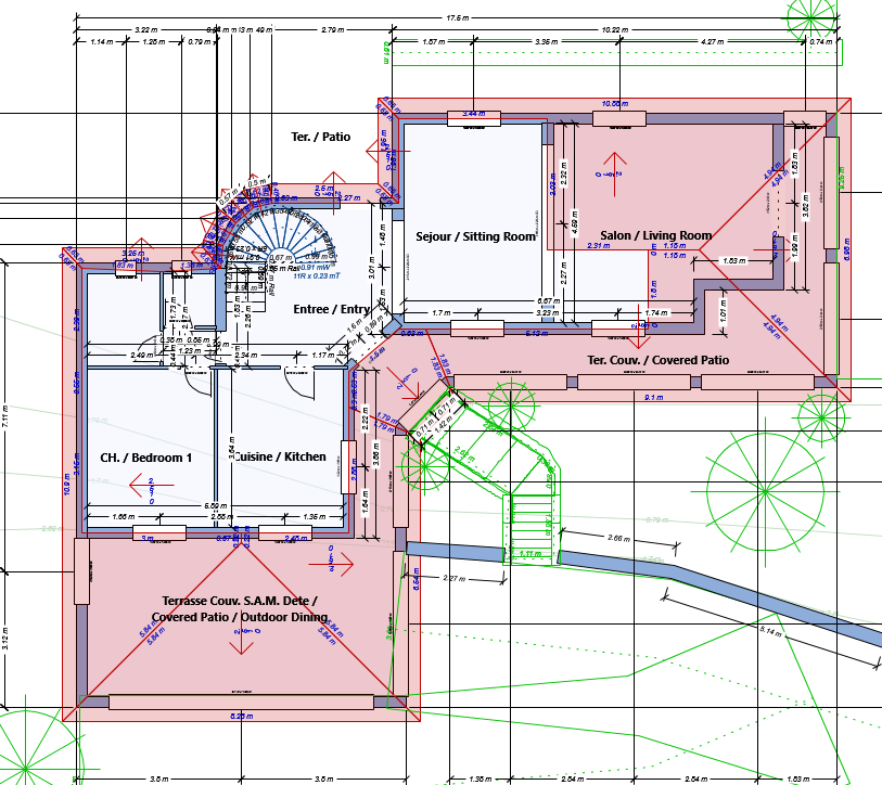 The ground-floor roof with exterior elements