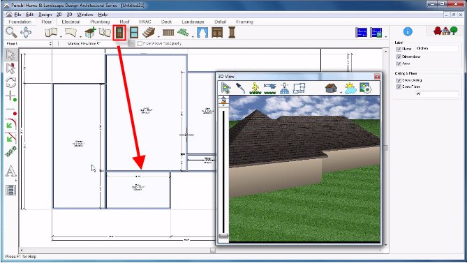 Placing a door on a wall with the Door tool