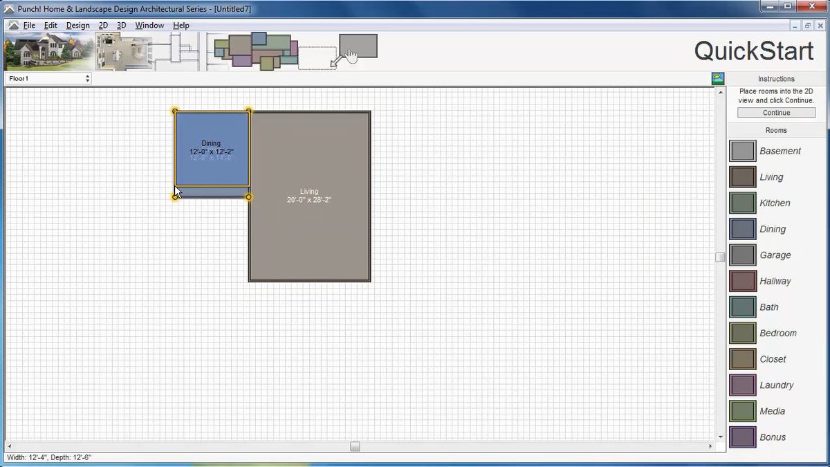 Room types laid out in QuickStart