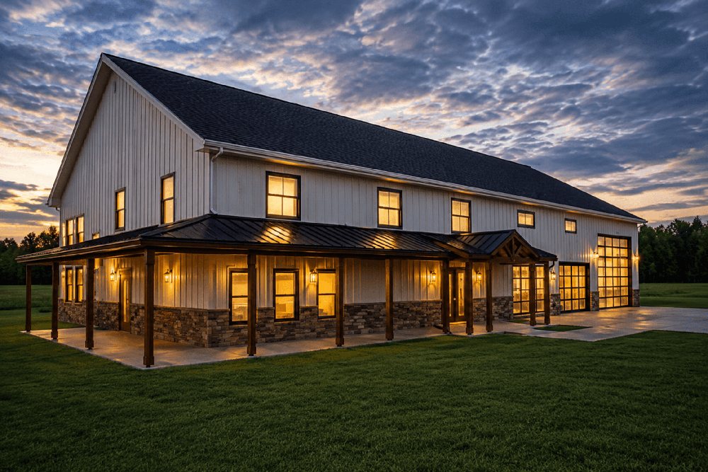 The same house at dusk, rendered by Copilot