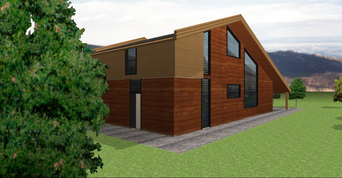 Wooden House with Architect 3D