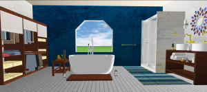 16 m2  3D bathroom layout 