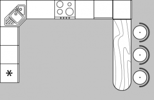 U-shaped kitchen 2D plan