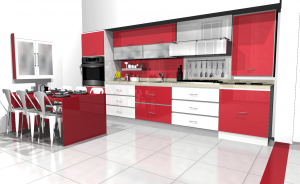 3D kitchen plan with diner table