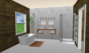 9 m2  3D bathroom layout 