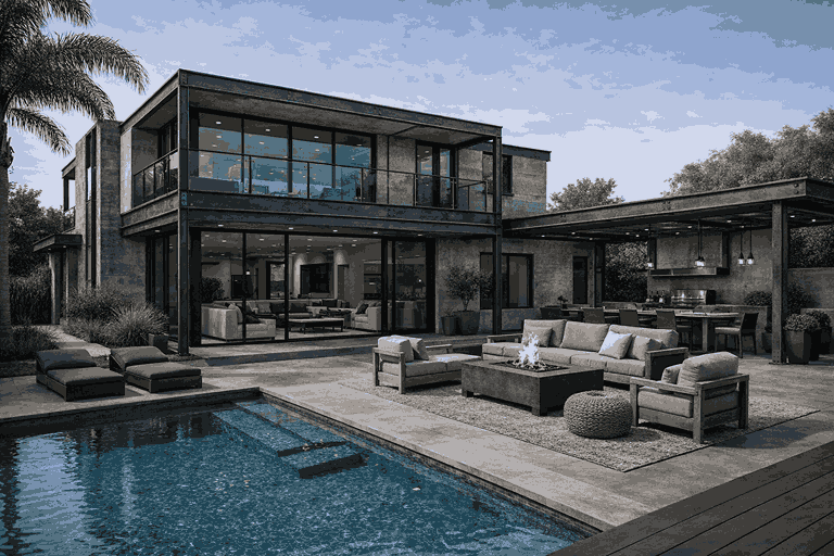 Render home with an industrial design